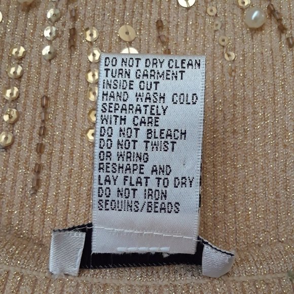 Vintage Y2K Cache Golden Tan Sleeveless Sequin Beaded Top - Picture 12 of 12